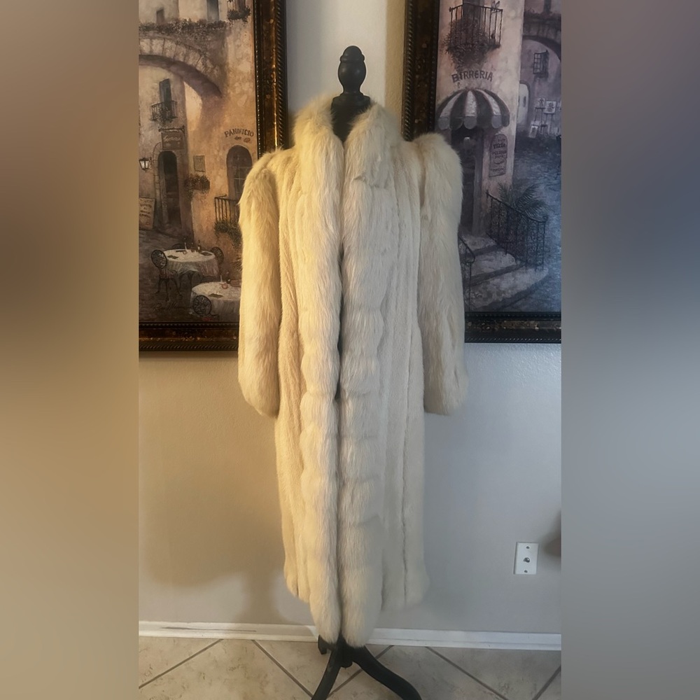 Rare Bloomingdale’s Mink & Fox Fur Full-Length Coat Luxury Ivory Opera Coat 46” - Picture 3 of 13